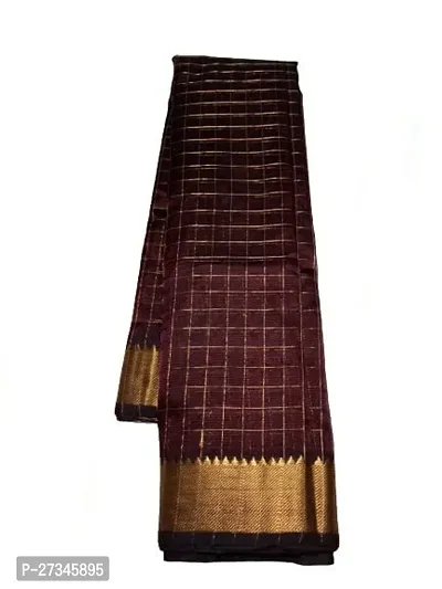 Beautiful Brown Art Silk Checked Saree For Women-thumb3