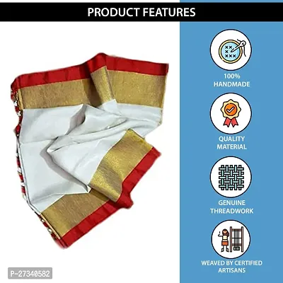 Stylish White Linen Saree without Blouse piece For Women-thumb2