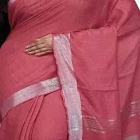 Beautiful Peach Cotton Solid Saree For Women-thumb1