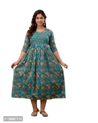 Trendy Cotton Printed Indo-western Bollywood Gown For Women-thumb0