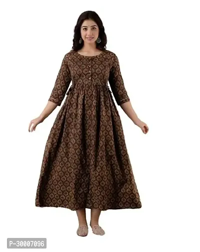 Trendy Cotton Printed Indo-western Bollywood Gown For Women-thumb0