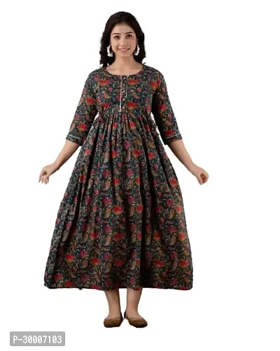 Trendy Cotton Printed Indo-western Bollywood Gown For Women