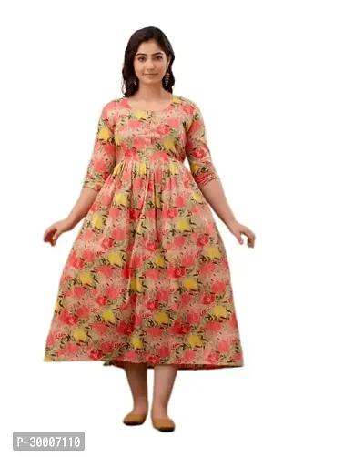 Trendy Cotton Printed Indo-western Bollywood Gown For Women