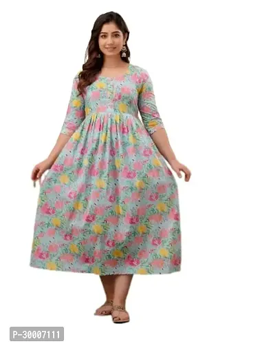 Trendy Cotton Printed Indo-western Bollywood Gown For Women