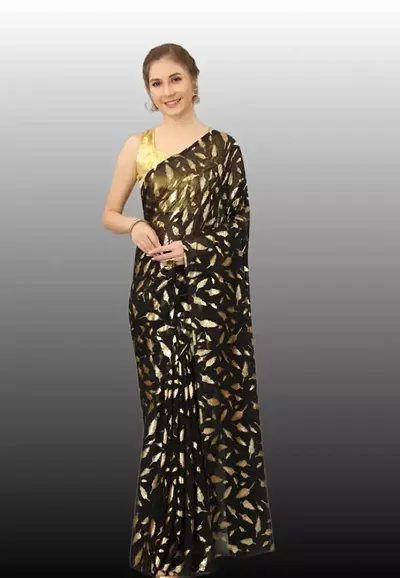 Stylish Georgette Saree with Blouse piece