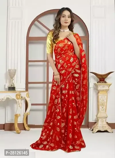 Women's Georgette Saree With Unstitched Blouse Pieces-thumb0