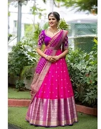 Elegant Pink Art Silk Semi-Stitched Lehenga Choli With Dupatta Set For Women-thumb2