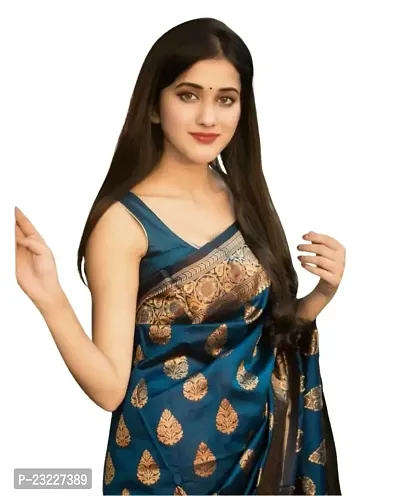 HARSHIV TEXTILE Women's Banarsi Art Silk Saree With Elegant Design Traditional Indian Look | Daily  Party Wear Saree for Pooja, Festival Occassions With Unstitched Blouse Piece (RK-MH44, Morpeach)-thumb0