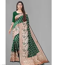 HARSHIV TEXTILE Women's Banarsi Art Silk Saree With Elegant Design Traditional Indian Look | Daily  Party Wear Saree for Pooja, Festival Occassions With Unstitched Blouse Piece (RK-HT48, Green)-thumb1
