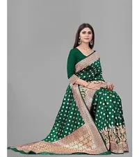 HARSHIV TEXTILE Women's Banarsi Art Silk Saree With Elegant Design Traditional Indian Look | Daily  Party Wear Saree for Pooja, Festival Occassions With Unstitched Blouse Piece (RK-HT48, Green)-thumb2