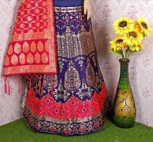 Elegant Royal Blue Art Silk Semi-Stitched Lehenga Choli With Dupatta Set For Women-thumb1