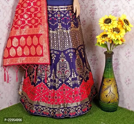 Elegant Royal Blue Art Silk Semi-Stitched Lehenga Choli With Dupatta Set For Women-thumb2