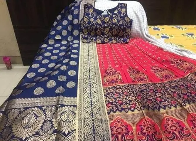 Designer Banarasi Silk Jacquard Semi Stitched Lehenga Choli