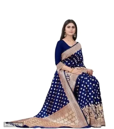 HARSHIV TEXTILE Women's Banarsi Art Silk Saree With Elegant Design Traditional Indian Look | Daily  Party Wear Saree for Pooja, Festival Occassions With Unstitched Blouse Piece (RK-HT48, Navy Blue)