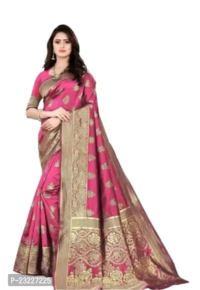 HARSHIV TEXTILE Women's Banarsi Art Silk Saree With Elegant Design Traditional Indian Look | Daily  Party Wear Saree for Pooja, Festival Occassions With Unstitched Blouse Piece (RK-KH90, Gajri)-thumb0