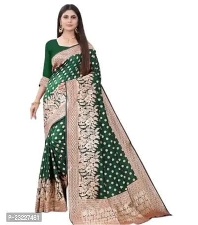 HARSHIV TEXTILE Women's Banarsi Art Silk Saree With Elegant Design Traditional Indian Look | Daily  Party Wear Saree for Pooja, Festival Occassions With Unstitched Blouse Piece (RK-HT48, Green)-thumb0