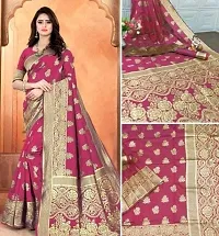 HARSHIV TEXTILE Women's Banarsi Art Silk Saree With Elegant Design Traditional Indian Look | Daily  Party Wear Saree for Pooja, Festival Occassions With Unstitched Blouse Piece (RK-KH90, Gajri)-thumb3
