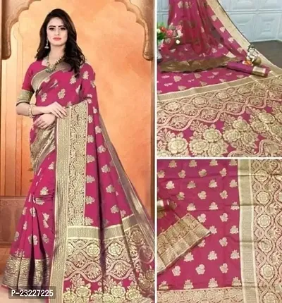 HARSHIV TEXTILE Women's Banarsi Art Silk Saree With Elegant Design Traditional Indian Look | Daily  Party Wear Saree for Pooja, Festival Occassions With Unstitched Blouse Piece (RK-KH90, Gajri)-thumb4