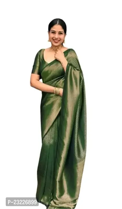 HARSHIV TEXTILE Women's Banarsi Silk Saree With Elegant Design Traditional Indian Look | Daily  Party Wear Saree for Pooja, Festival Occassions With Unstitched Blouse (RK-RV01, Dark Green  Gold)