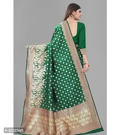 HARSHIV TEXTILE Women's Banarsi Art Silk Saree With Elegant Design Traditional Indian Look | Daily  Party Wear Saree for Pooja, Festival Occassions With Unstitched Blouse Piece (RK-HT48, Green)-thumb5