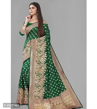 HARSHIV TEXTILE Women's Banarsi Art Silk Saree With Elegant Design Traditional Indian Look | Daily  Party Wear Saree for Pooja, Festival Occassions With Unstitched Blouse Piece (RK-HT48, Green)-thumb4