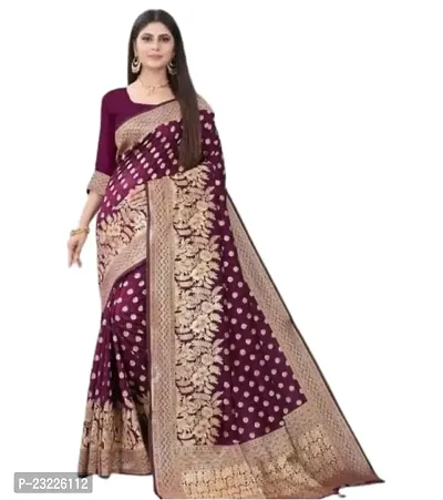 HARSHIV TEXTILE Women's Banarsi Art Silk Saree With Elegant Design Traditional Indian Look | Daily  Party Wear Saree for Pooja, Festival Occassions With Unstitched Blouse Piece (RK-HT48, Purple)