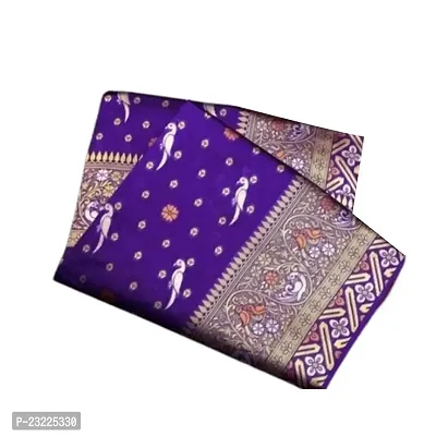 HARSHIV TEXTILE Women's Banarsi Art Silk Saree With Elegant Design Traditional Indian Look | Daily  Party Wear Saree for Pooja, Festival Occassions With Unstitched Blouse Piece(RH36, Voilet)-thumb0