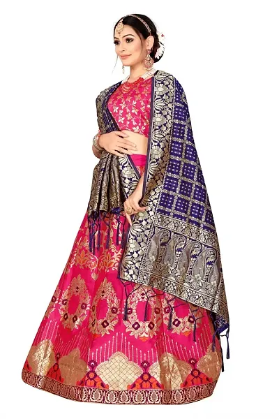 Elegant Art Silk Semi-Stitched Lehenga Choli With Dupatta Set