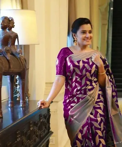 Kitx Women's Printed Kanjivaram Silk Jacquard Casual wear Traditional Look Saree with Unstitched Blouse Piece (O-M-217)