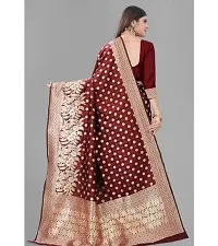 HARSHIV TEXTILE Women's Banarsi Art Silk Saree With Elegant Design Traditional Indian Look | Daily  Party Wear Saree for Pooja, Festival Occassions With Unstitched Blouse Piece (RK-HT48, Maroon)-thumb4