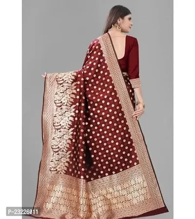 HARSHIV TEXTILE Women's Banarsi Art Silk Saree With Elegant Design Traditional Indian Look | Daily  Party Wear Saree for Pooja, Festival Occassions With Unstitched Blouse Piece (RK-HT48, Maroon)-thumb5