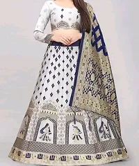 Elegant White Art Silk Semi-Stitched Lehenga Choli With Dupatta Set For Women-thumb1