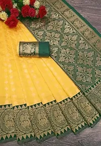 HARSHIV TEXTILE Women's Banarsi Art Silk Saree With Elegant Design Traditional Indian Look | Daily  Party Wear Saree for Pooja, Festival Occassions With Unstitched Blouse Piece(RK KH111 Dark Green)-thumb1