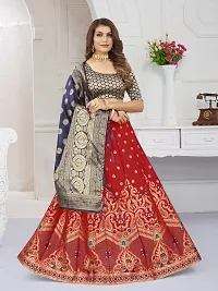 Elegant Red Art Silk Semi-Stitched Lehenga Choli With Dupatta Set For Women-thumb2