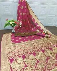 HARSHIV TEXTILE Women's Banarsi Art Silk Saree With Elegant Design Traditional Indian Look | Daily  Party Wear Saree for Pooja, Festival Occassions With Unstitched Blouse Piece (RK-KH90, Gajri)-thumb1