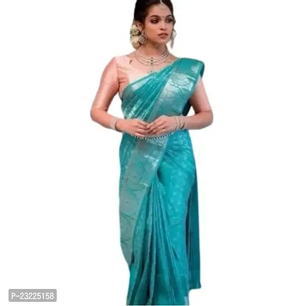 HARSHIV TEXTILE Women's Banarsi Art Silk Saree With Elegant Design Traditional Indian Look | Daily  Party Wear Saree for Pooja, Festival Occassions With Unstitched Blouse Piece (KH139, Firozi)