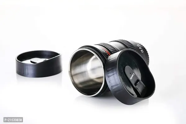 Garth Camera Lens Shaped Coffee Mug Flask with Lid | Steel Insulated Travel Mug | Tea Coffee Mugs with Leak Proof Lid for Gift idea-thumb2