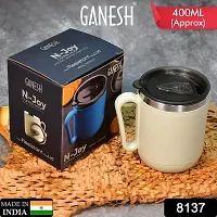 GANESH PREMIUM STAINLESS STEEL COFFEE MUG WITH HEAT RESISTANT MUG LID APPROX 400ML MUG.-thumb2