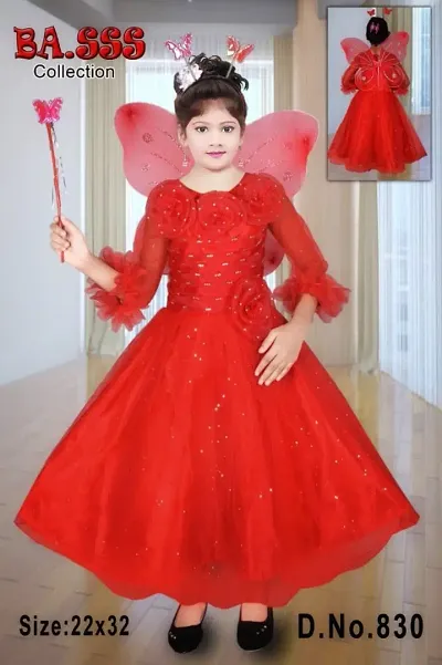 Party wear pari frock Red