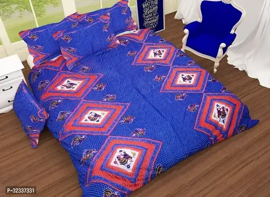 Comfortable Cotton Blend Printed Bedsheet with 2 Pillow Covers