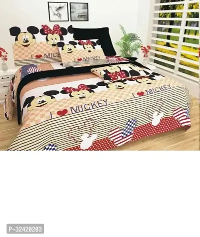 Stylish Cotton Blend Printed Bedsheet with Pillow Covers