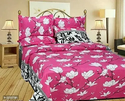 Comfortable Cotton Blend Printed Bedsheet with 2 Pillow Covers-thumb0