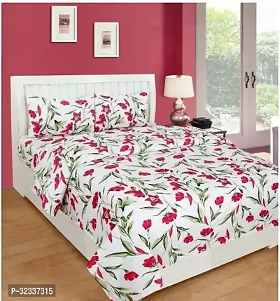 Comfortable Cotton Blend Printed Bedsheet with 2 Pillow Covers-thumb0