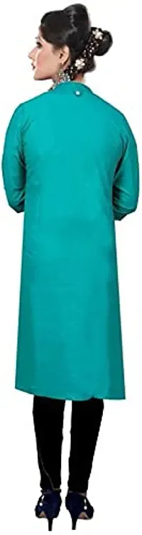 Yug Fashion's Women A line Rayon Shirt Style Kurta Set Front Button Design Aqua Medium-thumb1