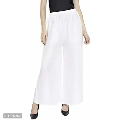 Yug Fashion's Women's Solid Regular Fit Palazzo (XL, White)
