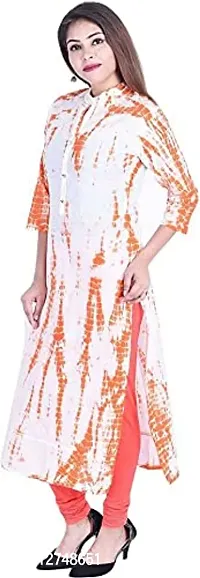 Yug Fashion's Women A line Cotton Kurta Set Front Button Design Orange Small-thumb4