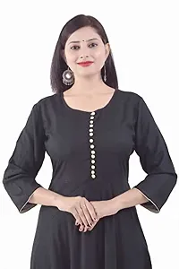 Yug Fashion's Women Anarkali Flared Rayon Kurta Front Button Style Black Medium-thumb3