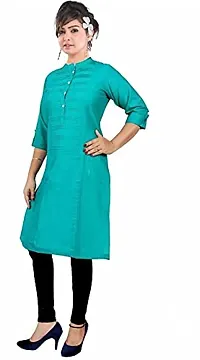 Yug Fashion's Women A line Rayon Shirt Style Kurta Set Front Button Design Aqua Medium-thumb4