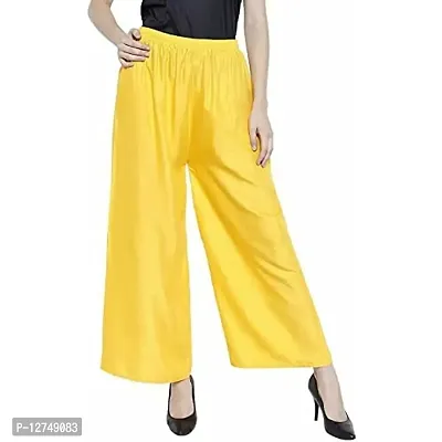 Yug Fashion's Women's Solid Regular Fit Palazzo (XL, Yellow)