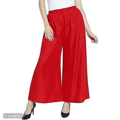 Yug Fashion's Women's Solid Regular Fit Palazzo (XL, Red)